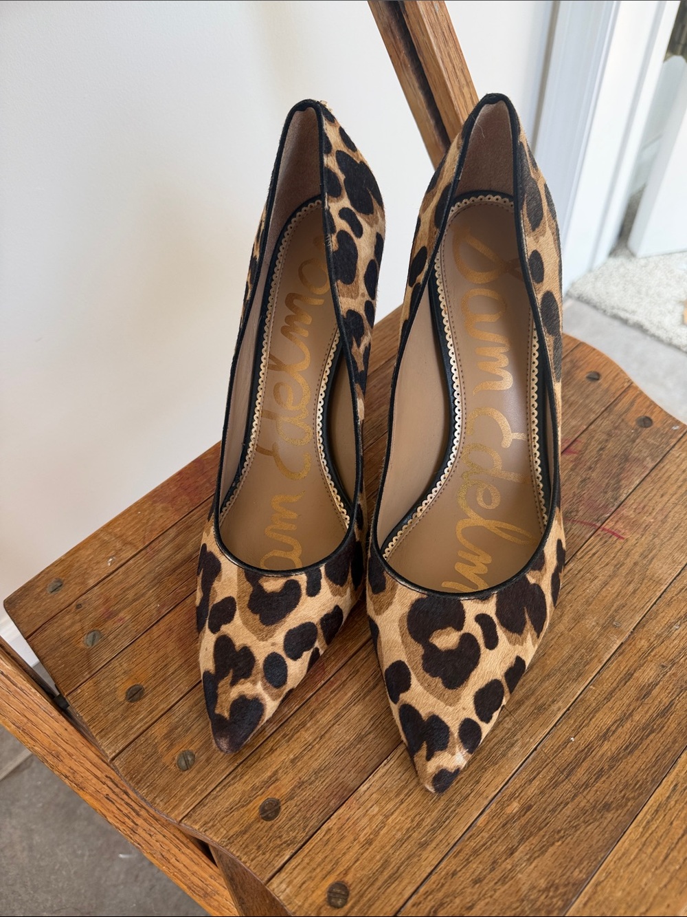 Sam Edelman Leopard Print Pointed Toe Pumps - Brown & Black